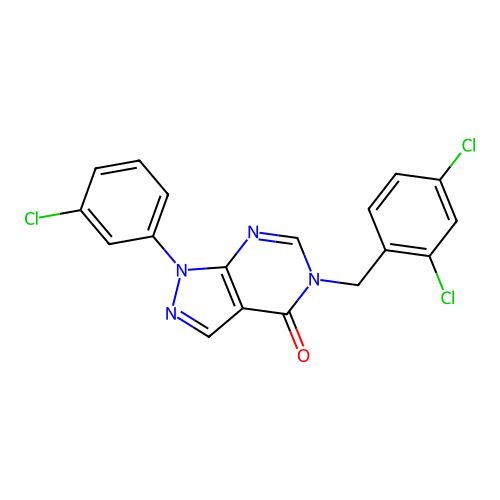 1-(3-Chlorophenyl)-5-[(2,4-dichlorophenyl)methyl]pyrazolo[3,4-d]pyrimidin-4-one structure