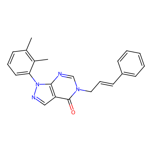 5-cinnamyl-1-(2,3-dimethylphenyl)-1H-pyrazolo[3,4-d]pyrimidin-4(5H)-one structure