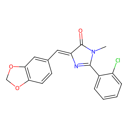 (5Z)-5-(1,3-benzodioxol-5-ylmethylidene)-2-(2-chlorophenyl)-3-methylimidazol-4-one structure
