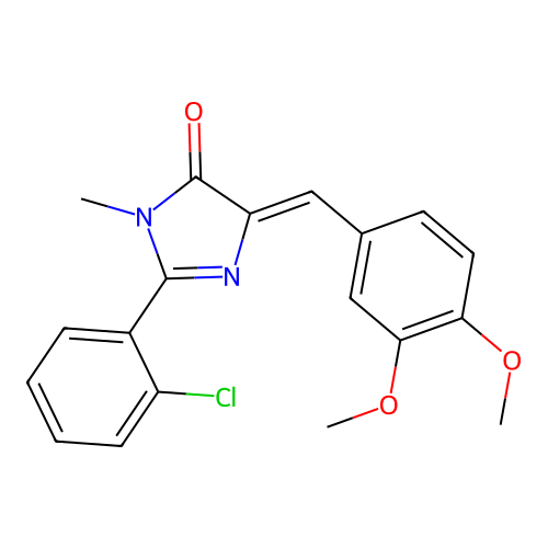 (5Z)-2-(2-chlorophenyl)-5-[(3,4-dimethoxyphenyl)methylidene]-3-methylimidazol-4-one structure