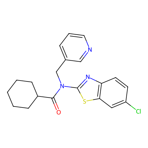 N-(6-chloro-1,3-benzothiazol-2-yl)-N-(pyridin-3-ylmethyl)cyclohexanecarboxamide structure