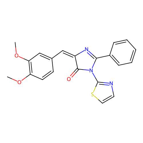 (5E)-5-[(3,4-dimethoxyphenyl)methylidene]-2-phenyl-3-(1,3-thiazol-2-yl)imidazol-4-one structure