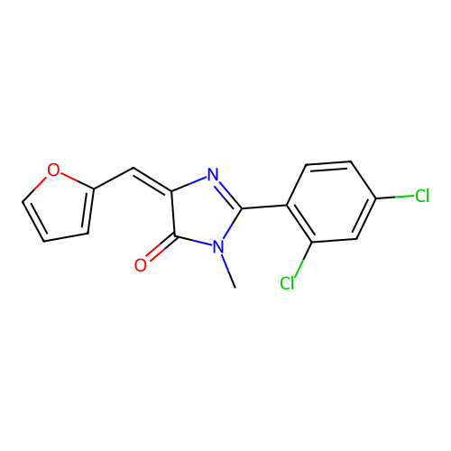 (5E)-2-(2,4-dichlorophenyl)-5-(furan-2-ylmethylidene)-3-methylimidazol-4-one structure