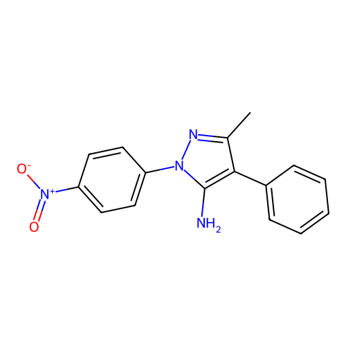 3-methyl-1-(4-nitrophenyl)-4-phenyl-1H-pyrazol-5-amine structure