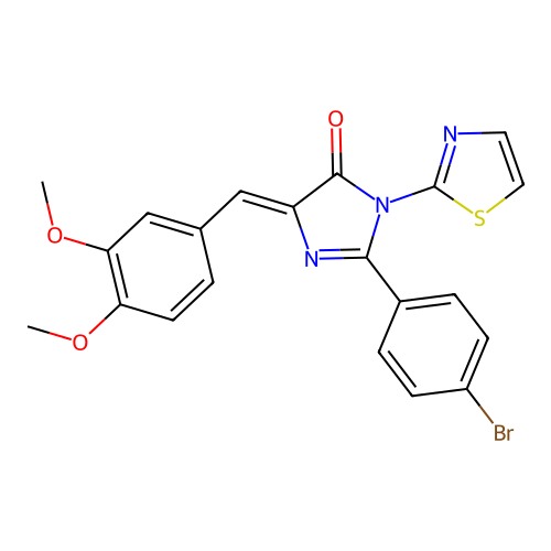 (Z)-2-(4-bromophenyl)-4-(3,4-dimethoxybenzylidene)-1-(thiazol-2-yl)-1H-imidazol-5(4H)-one structure