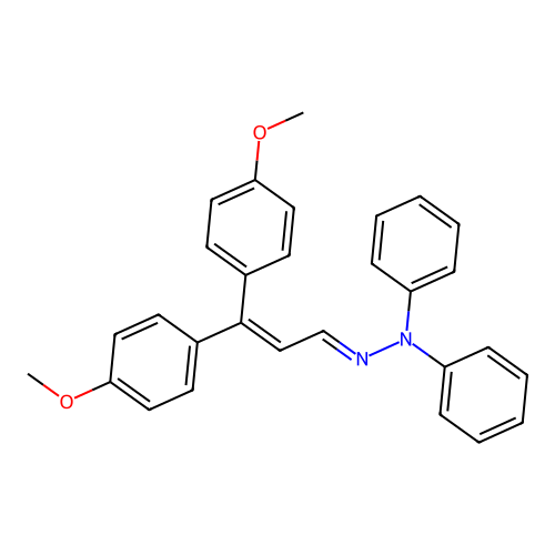 N-[3,3-bis(4-methoxyphenyl)prop-2-enylideneamino]-N-phenylaniline structure