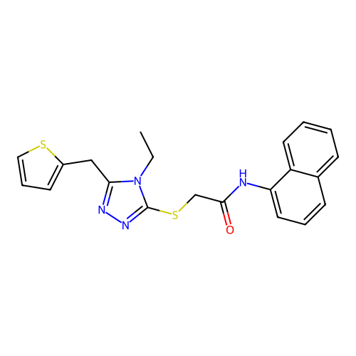 2-{[4-ethyl-5-(thiophen-2-ylmethyl)-4H-1,2,4-triazol-3-yl]sulfanyl}-N-(naphthalen-1-yl)acetamide structure