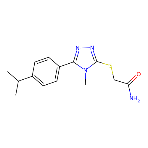 2-[[4-Methyl-5-(4-propan-2-ylphenyl)-1,2,4-triazol-3-yl]sulfanyl]acetamide structure