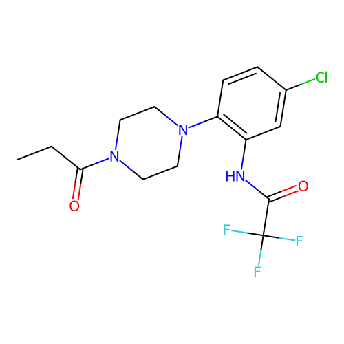 N-[5-chloro-2-(4-propanoylpiperazin-1-yl)phenyl]-2,2,2-trifluoroacetamide structure