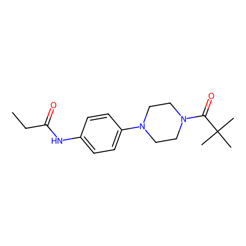 N-[4-[4-(2,2-dimethylpropanoyl)piperazin-1-yl]phenyl]propanamide structure