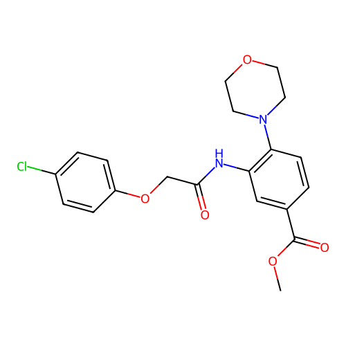Methyl 3-{[(4-chlorophenoxy)acetyl]amino}-4-(4-morpholinyl)benzoate structure