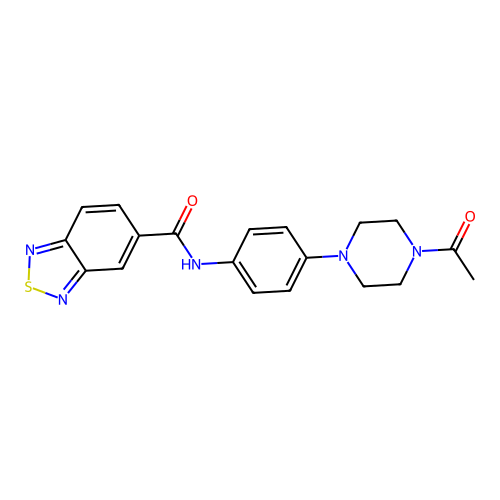 N-[4-(4-acetylpiperazin-1-yl)phenyl]-2,1,3-benzothiadiazole-5-carboxamide structure