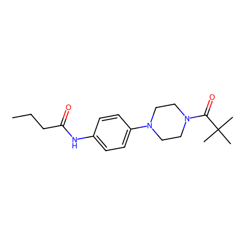 N-[4-[4-(2,2-dimethylpropanoyl)piperazin-1-yl]phenyl]butanamide structure