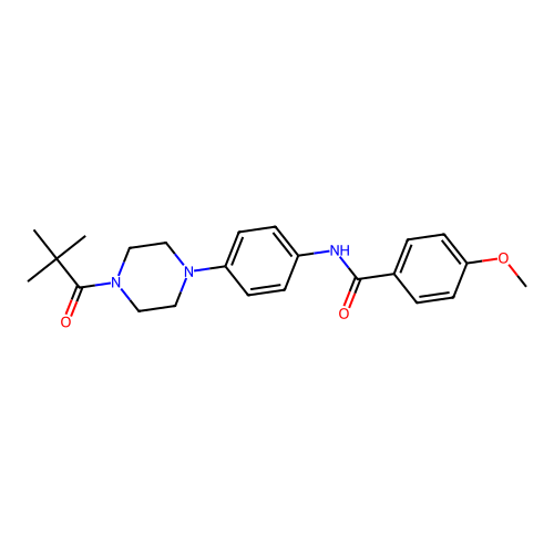 N-[4-[4-(2,2-dimethylpropanoyl)piperazin-1-yl]phenyl]-4-methoxybenzamide structure