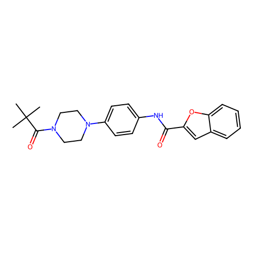 N-[4-[4-(2,2-dimethylpropanoyl)piperazin-1-yl]phenyl]-1-benzofuran-2-carboxamide structure