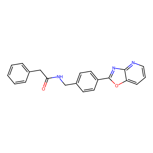 N-[[4-([1,3]oxazolo[4,5-b]pyridin-2-yl)phenyl]methyl]-2-phenylacetamide structure