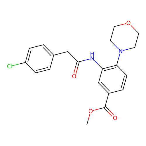 Methyl 3-{[(4-chlorophenyl)acetyl]amino}-4-(4-morpholinyl)benzoate structure