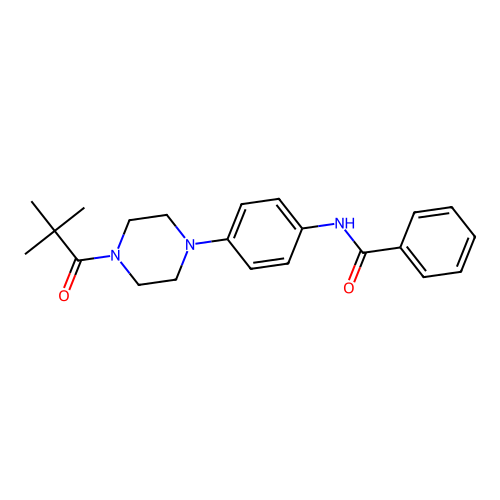 N-[4-[4-(2,2-dimethylpropanoyl)piperazin-1-yl]phenyl]benzamide structure