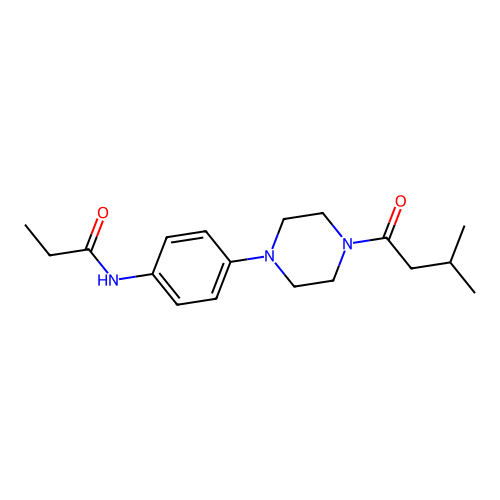 N-[4-[4-(3-methylbutanoyl)piperazin-1-yl]phenyl]propanamide structure