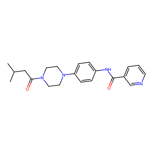 N-[4-[4-(3-methylbutanoyl)piperazin-1-yl]phenyl]pyridine-3-carboxamide structure