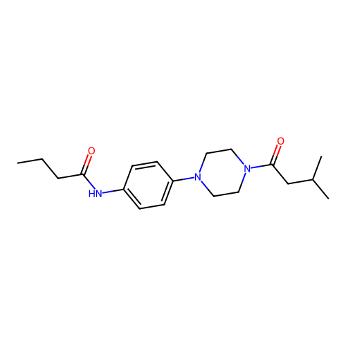 N-[4-[4-(3-methylbutanoyl)piperazin-1-yl]phenyl]butanamide structure