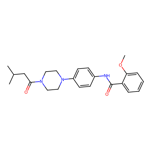 2-methoxy-N-[4-[4-(3-methylbutanoyl)piperazin-1-yl]phenyl]benzamide structure