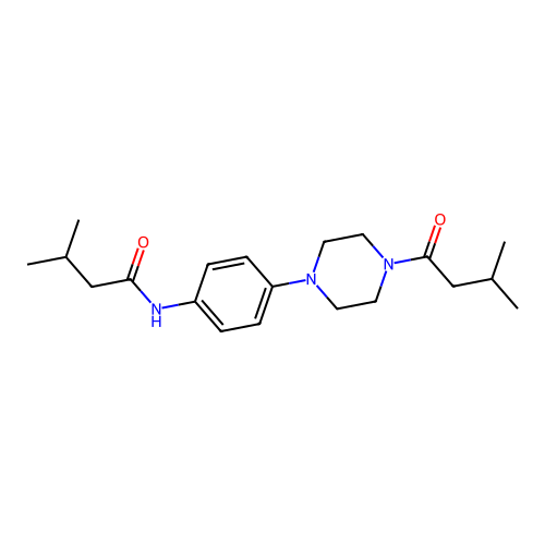 3-methyl-N-[4-[4-(3-methylbutanoyl)piperazin-1-yl]phenyl]butanamide structure