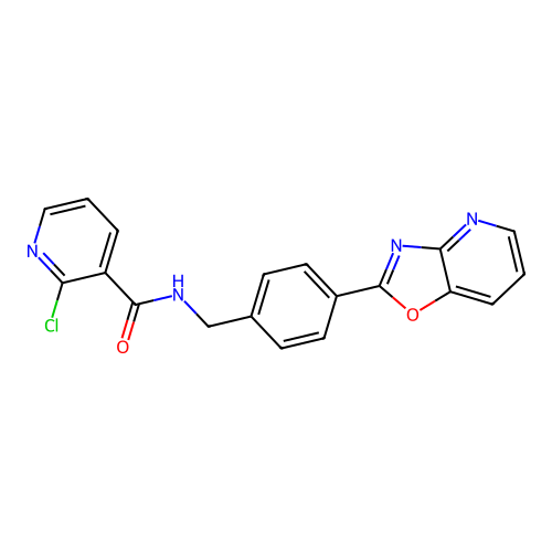 2-chloro-N-(4-[1,3]oxazolo[4,5-b]pyridin-2-ylbenzyl)nicotinamide structure