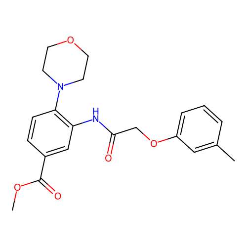 Methyl 3-{[(3-methylphenoxy)acetyl]amino}-4-(4-morpholinyl)benzoate structure