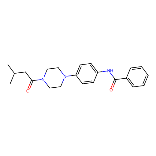 N-[4-[4-(3-methylbutanoyl)piperazin-1-yl]phenyl]benzamide structure