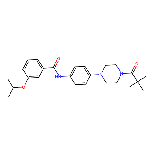 N-[4-[4-(2,2-dimethylpropanoyl)piperazin-1-yl]phenyl]-3-propan-2-yloxybenzamide structure