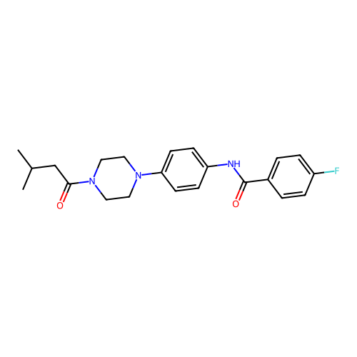 4-fluoro-N-[4-[4-(3-methylbutanoyl)piperazin-1-yl]phenyl]benzamide structure