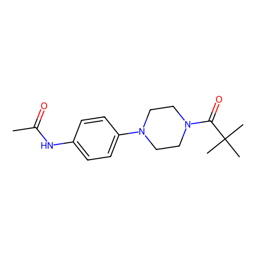 N-[4-[4-(2,2-dimethylpropanoyl)piperazin-1-yl]phenyl]acetamide structure