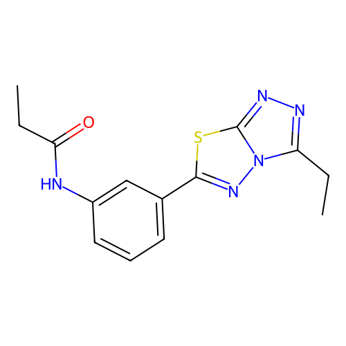 N-[3-(3-ethyl[1,2,4]triazolo[3,4-b][1,3,4]thiadiazol-6-yl)phenyl]propanamide structure