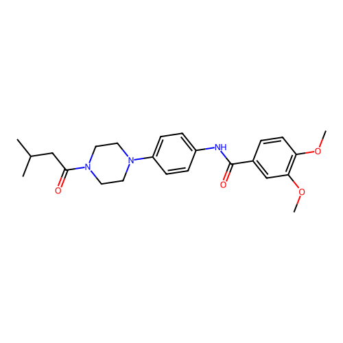 3,4-dimethoxy-N-[4-[4-(3-methylbutanoyl)piperazin-1-yl]phenyl]benzamide structure