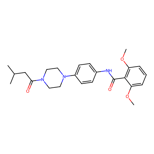 2,6-dimethoxy-N-[4-[4-(3-methylbutanoyl)piperazin-1-yl]phenyl]benzamide structure