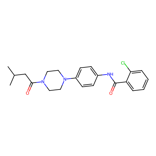 2-chloro-N-[4-[4-(3-methylbutanoyl)piperazin-1-yl]phenyl]benzamide structure