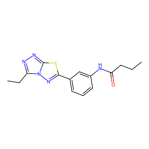 N-[3-(3-ethyl[1,2,4]triazolo[3,4-b][1,3,4]thiadiazol-6-yl)phenyl]butanamide structure