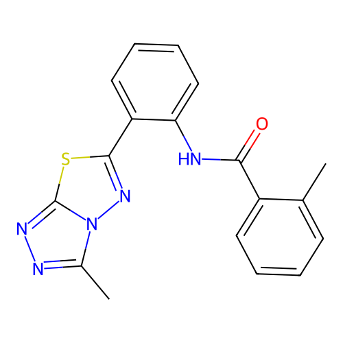 2-methyl-N-[2-(3-methyl-[1,2,4]triazolo[3,4-b][1,3,4]thiadiazol-6-yl)phenyl]benzamide structure