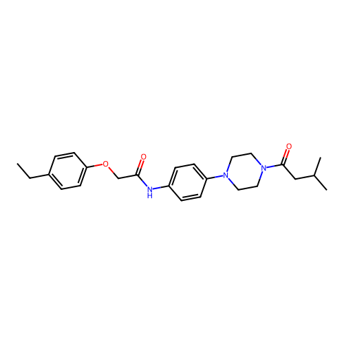 2-(4-ethylphenoxy)-N-[4-[4-(3-methylbutanoyl)piperazin-1-yl]phenyl]acetamide structure