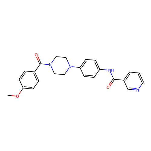 N-{4-[4-(4-methoxybenzoyl)-1-piperazinyl]phenyl}nicotinamide structure