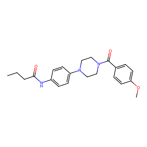 N-[4-[4-(4-methoxybenzoyl)piperazin-1-yl]phenyl]butanamide structure