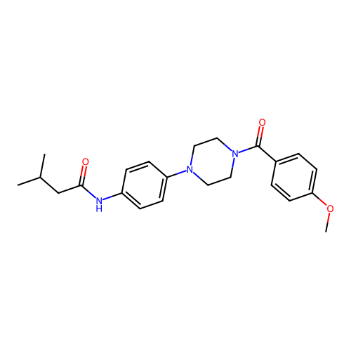 N-[4-[4-(4-methoxybenzoyl)piperazin-1-yl]phenyl]-3-methylbutanamide structure