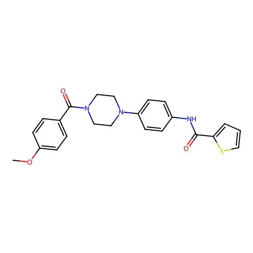N-[4-[4-(4-methoxybenzoyl)piperazin-1-yl]phenyl]thiophene-2-carboxamide structure