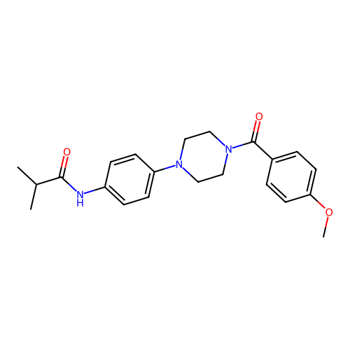 N-[4-[4-(4-methoxybenzoyl)piperazin-1-yl]phenyl]-2-methylpropanamide structure