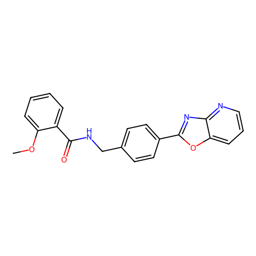 2-methoxy-N-[[4-([1,3]oxazolo[4,5-b]pyridin-2-yl)phenyl]methyl]benzamide structure