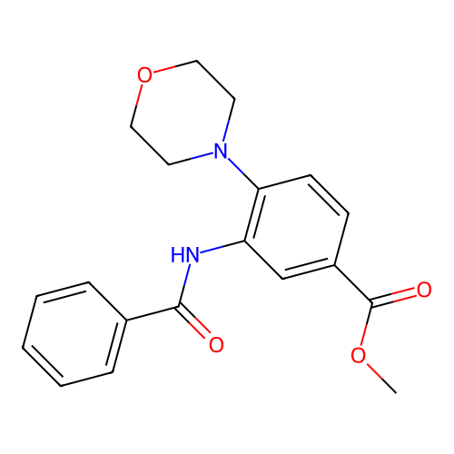 Methyl 4-(morpholin-4-yl)-3-[(phenylcarbonyl)amino]benzoate structure