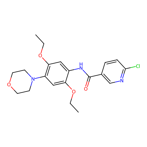 6-chloro-N-[2,5-diethoxy-4-(morpholin-4-yl)phenyl]pyridine-3-carboxamide structure