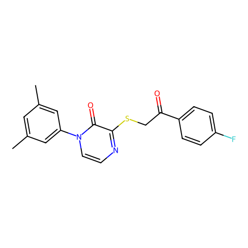 1-(3,5-Dimethylphenyl)-3-[2-(4-fluorophenyl)-2-oxoethyl]sulfanylpyrazin-2-one structure