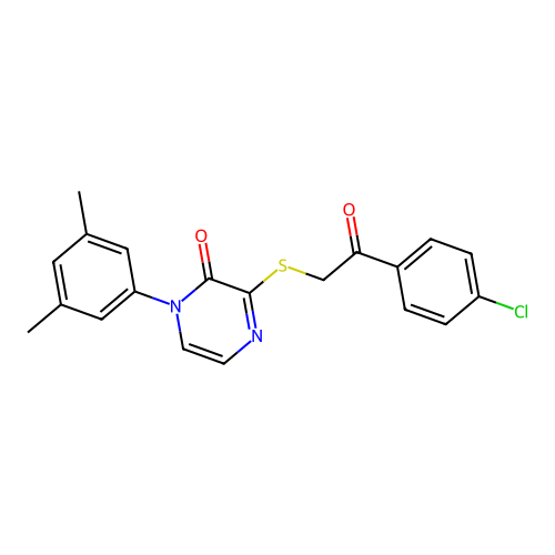 3-[2-(4-Chlorophenyl)-2-oxoethyl]sulfanyl-1-(3,5-dimethylphenyl)pyrazin-2-one structure